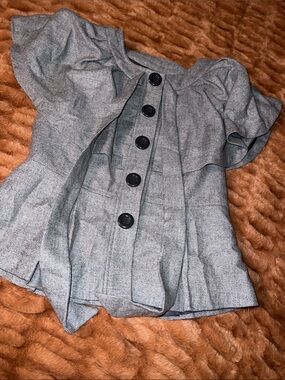 Forever 21 Light Gray Short-Sleeve Button Front Blazer